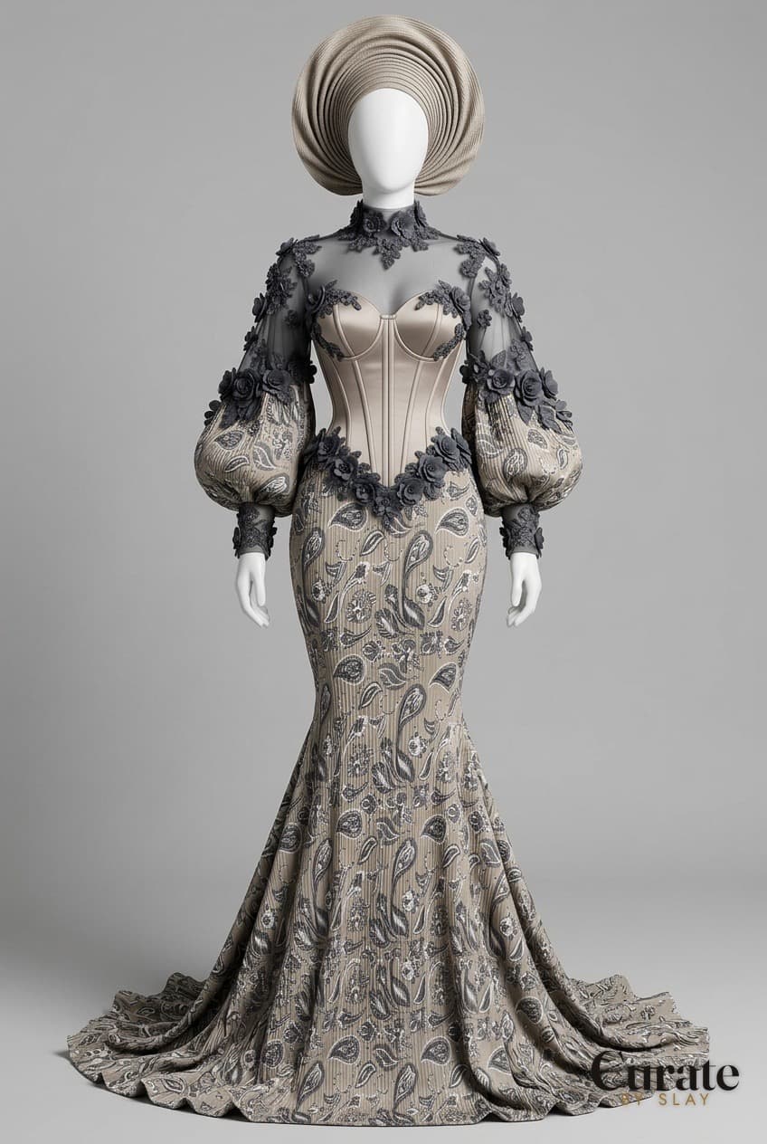 Outfit designed by Curate by Slay from a photo of fabric