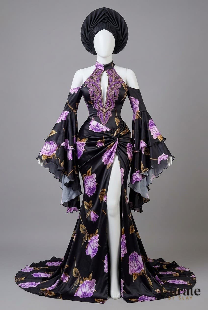 Outfit designed by Curate by Slay from a photo of fabric