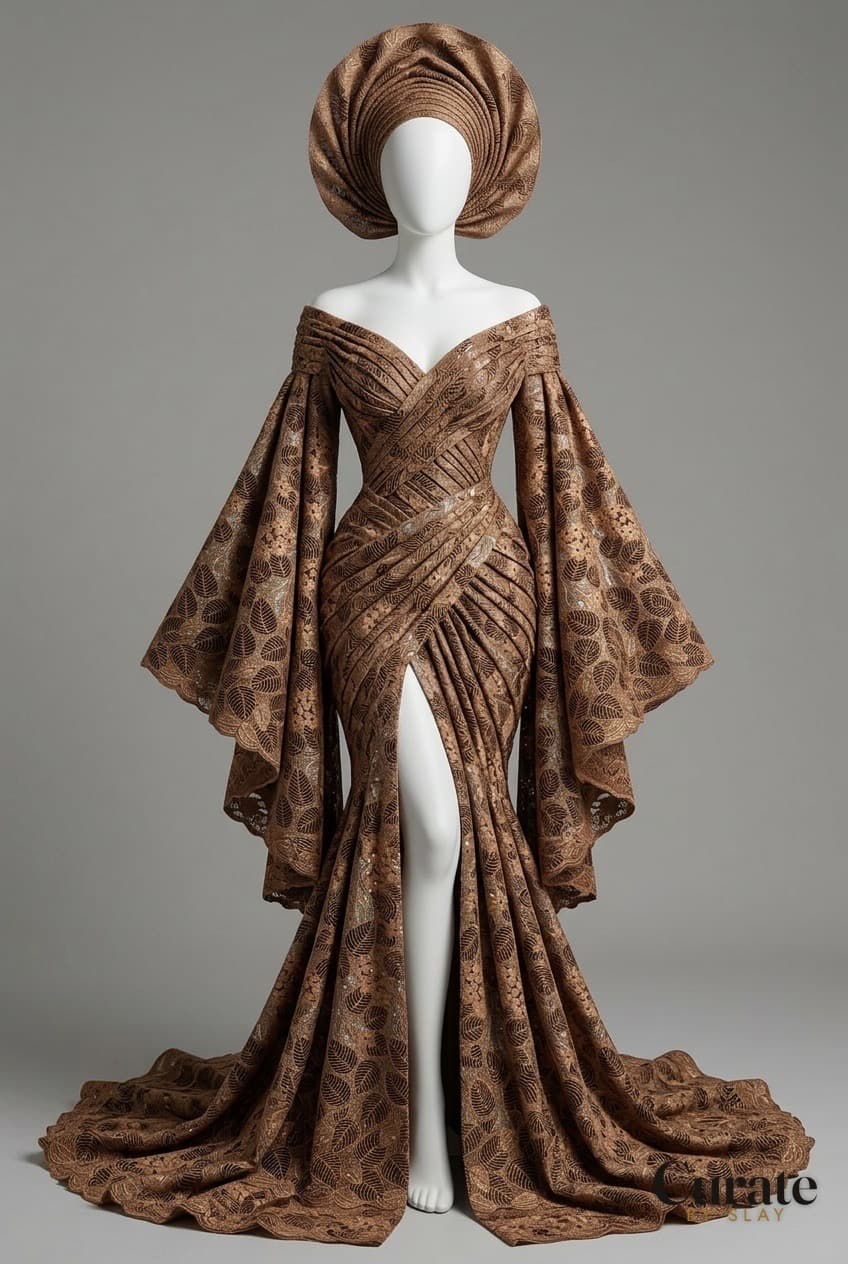 Outfit designed by Curate by Slay from a photo of fabric